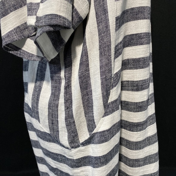 NEW Soft Surroundings S Linen Bl Tunic Top Pocket Shift Cold Shoulder Sunset - Picture 6 of 9